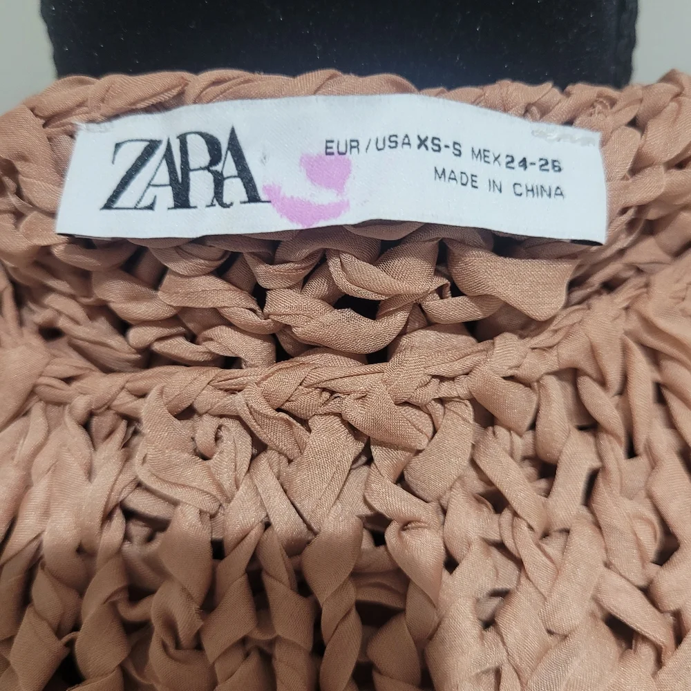 Zara Women's Open Chunky Knit Long Sleeve Sweater XS/S Beige/Pink/Tan Boho - Picture 9 of 10